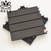 Interlocking decking tiles wood plastic composite grey